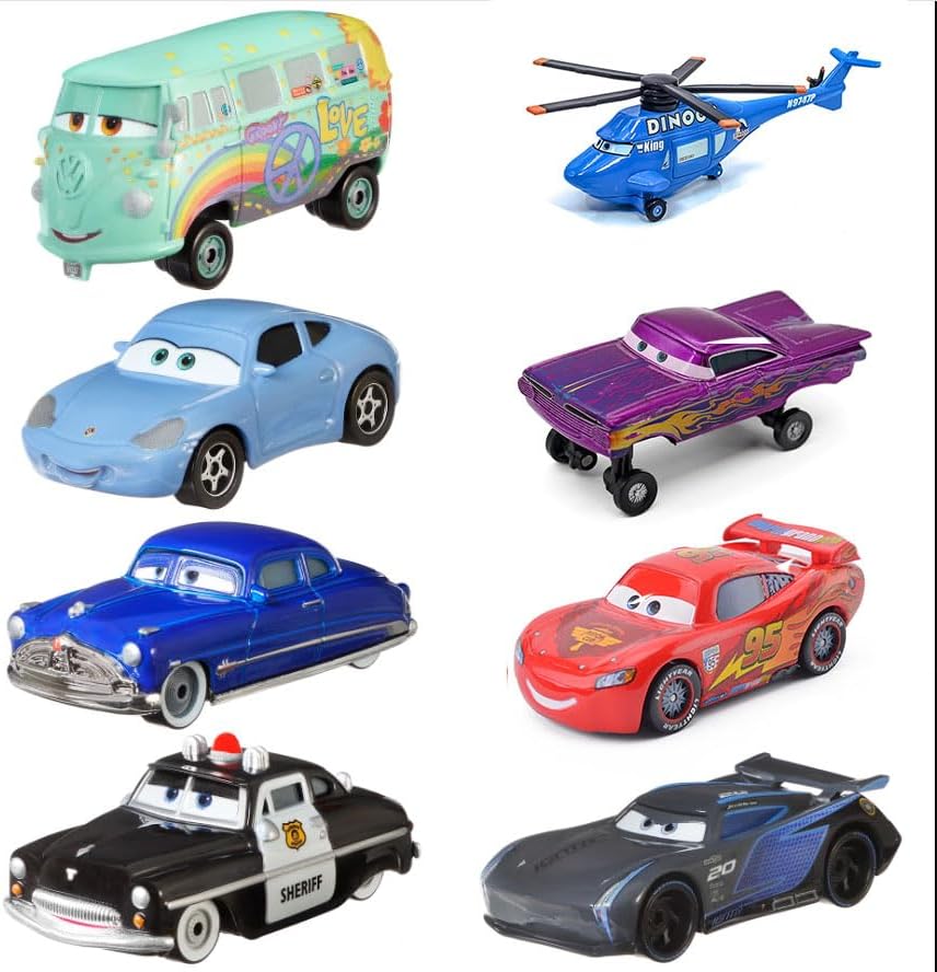8PCS Movie Cars 2 3 Cars Assortment 1:55 Loose Diecast Vehicles Toys