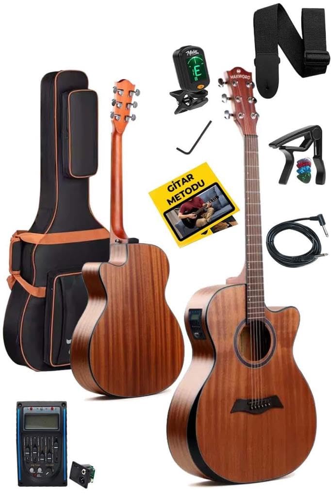 Midex Maxword M450-EQ Profesyonel Masif Ağaç Elektro Akustik Gitar Seti 4/4 Yetişkin Seri üst Segment