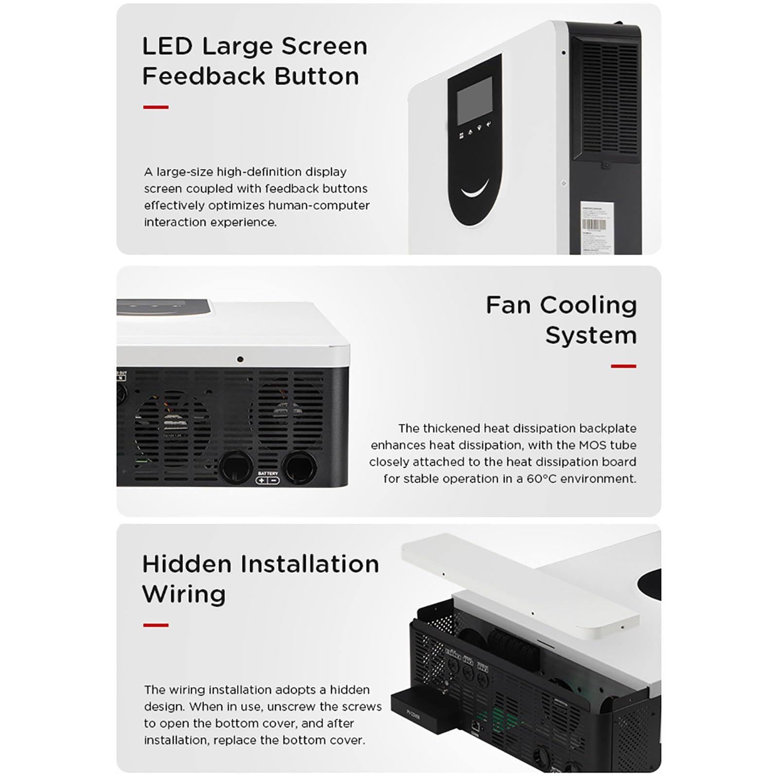 Inversor Solar HíBrido De 2 Kw/3,2 Kw, Inversor Onda Sinusoidal Pura Para El Hogar De 12 V/24 V A 220 V + Controlador De Carga Solar Mppt De 80 A, Cargador Inversor HíBrido Fuera La Red,3.2KW-24V