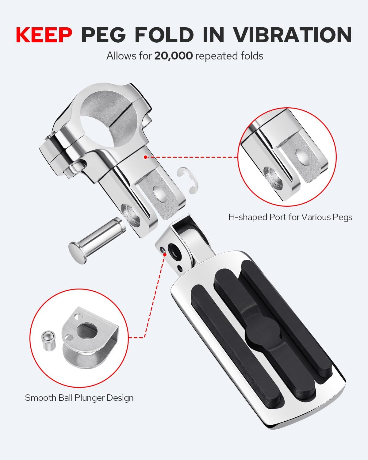 Benlari Highway Pegs, Motorcycle Foot Pegs Stainless Steel 1in 1-1/4in 25mm 32mm Fit for Harley Davidson for Honda for Suzuki for Kawasaki Engine Guards Crash Bars Style 2 (Chrome)