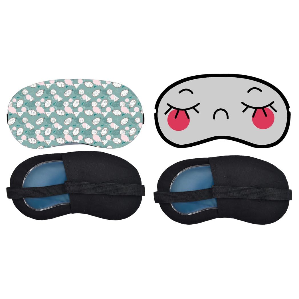 Aoxeria Mint Seashell Pattern, Blushing Sleepy Face Sleeping Mask Combo, Soft Comfortable Light-Blocking Eye Cover for Women, Men & Kids, Reusable Blindfold for Night Sleep, Nap, Travel (Pack of 2)-image-32