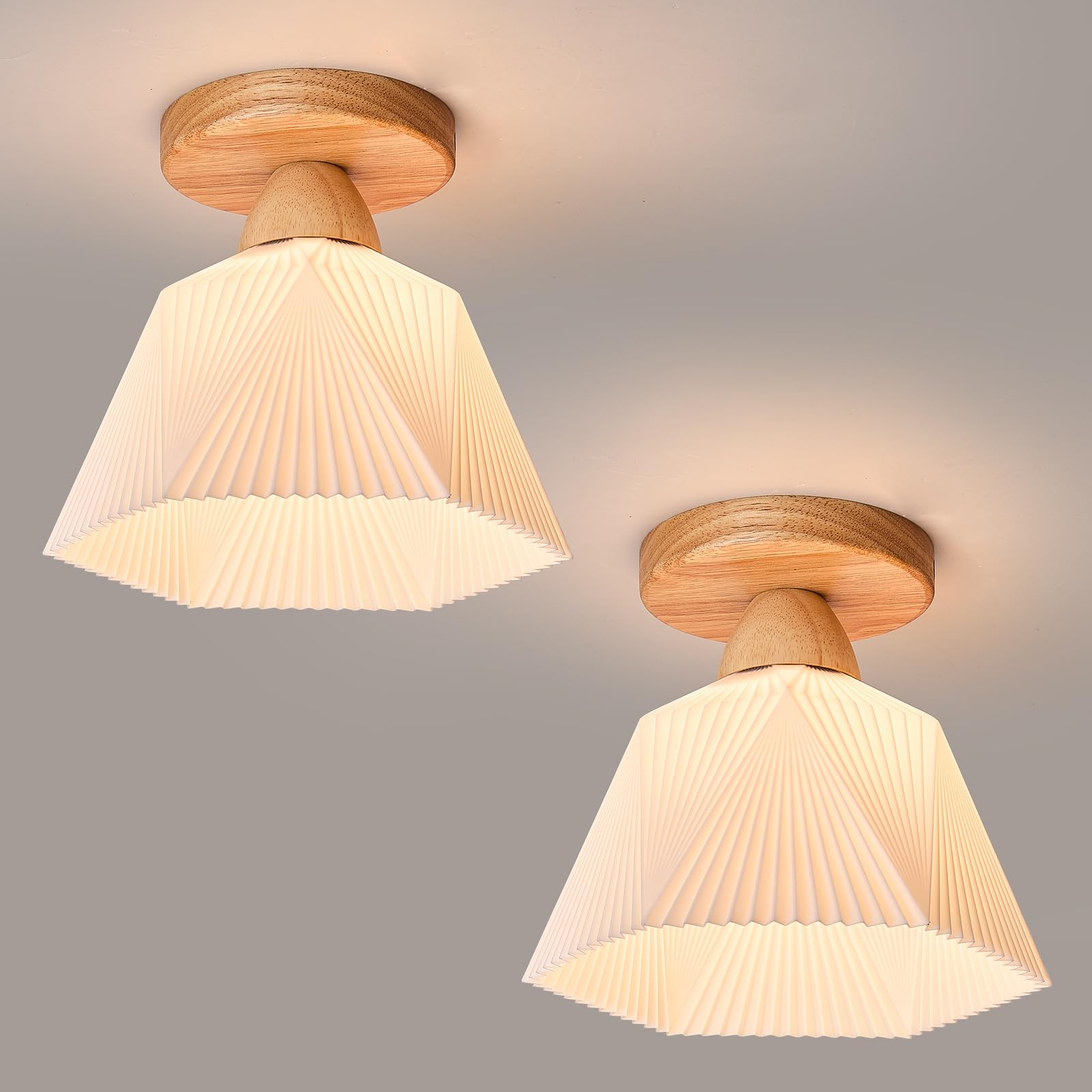 Dellemade Pack of 2 Chandelier, Flush Mount Ceiling Light, White Shade Light Fixture