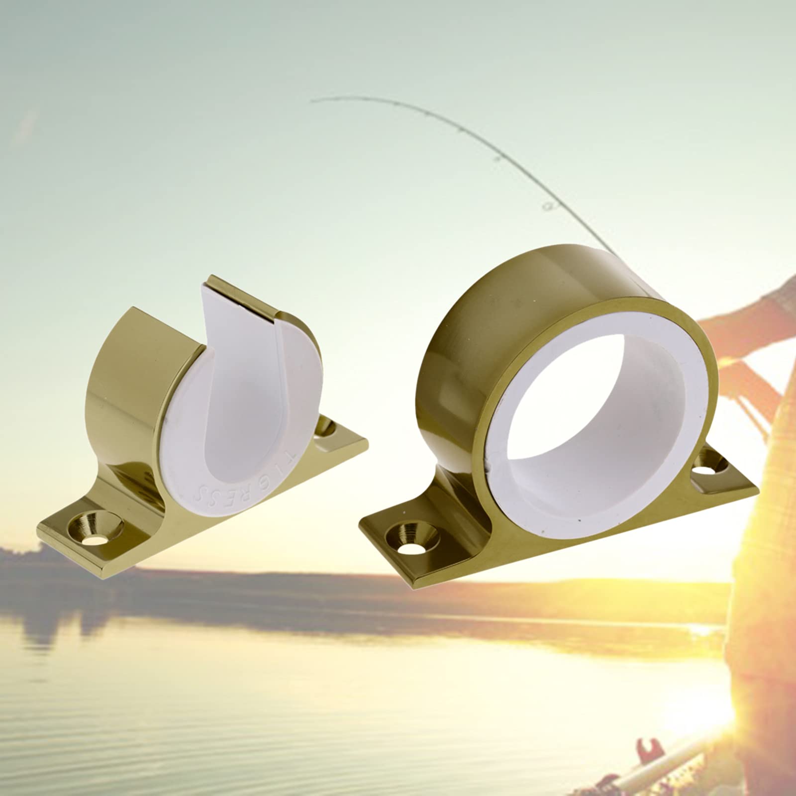 Set di 3 ganci per canna da pesca, per kayak, auto, colore oro