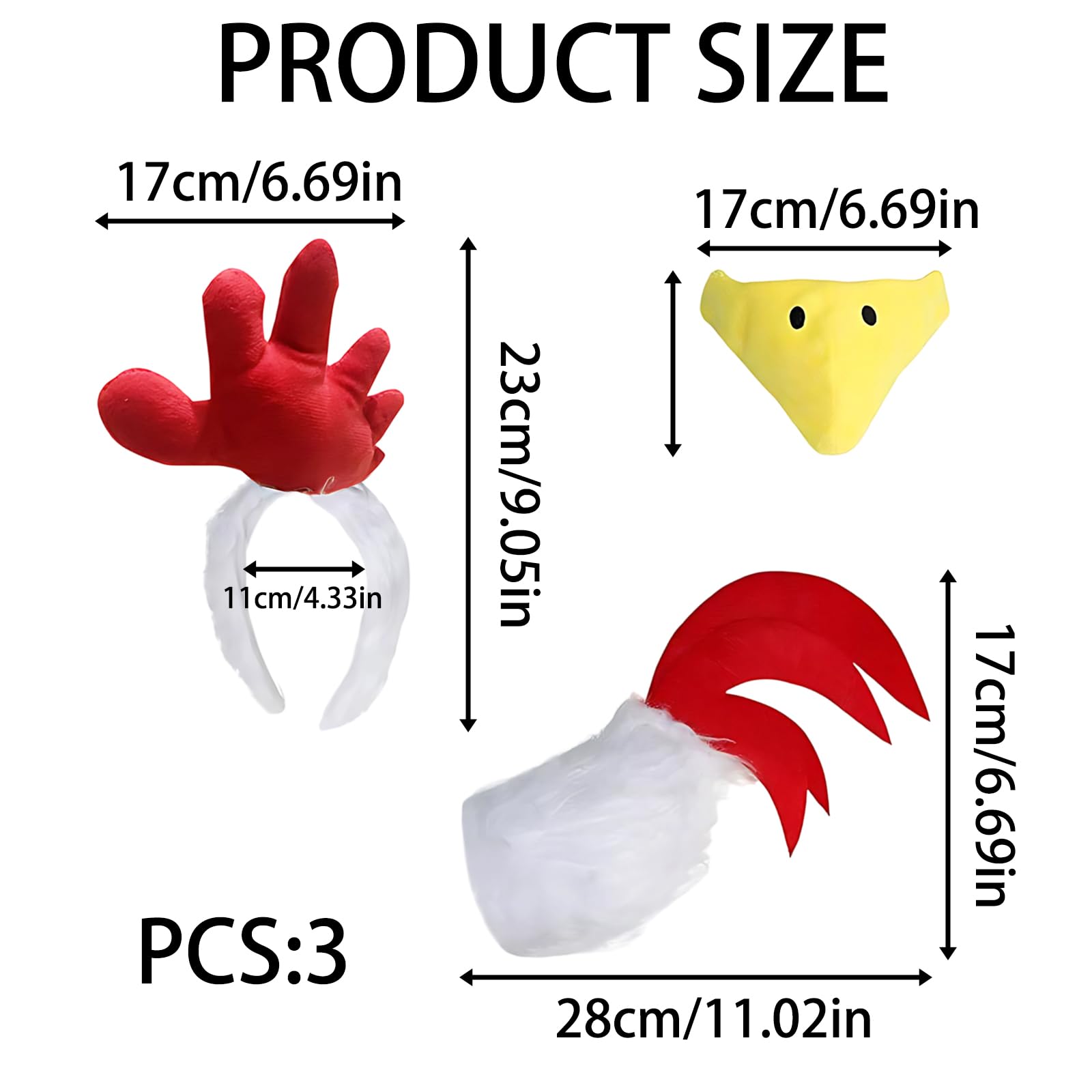 ZORVEXLYNX 3PCS Chicken Costume, Chicken Hat and Tail Set for Animal ...