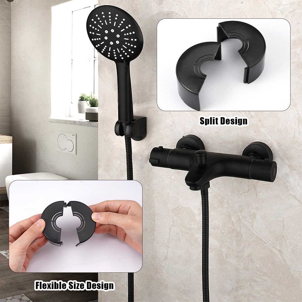 4 Piezas Negro Grifo de Ducha Roseta, Rosetas para Grifería de Ducha, Tamaños Ajustables Rosetas de Radiador, Embellecedor Grifo, Diámetro Interior 25 mm, para Grifos de Ducha, Radiadores