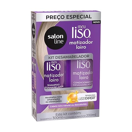 Kit Shampoo e Condicionador, Salon Line, Meu Liso Matizador Loiro, Vegano - Para Cabelos Lisos, 2 Unidades