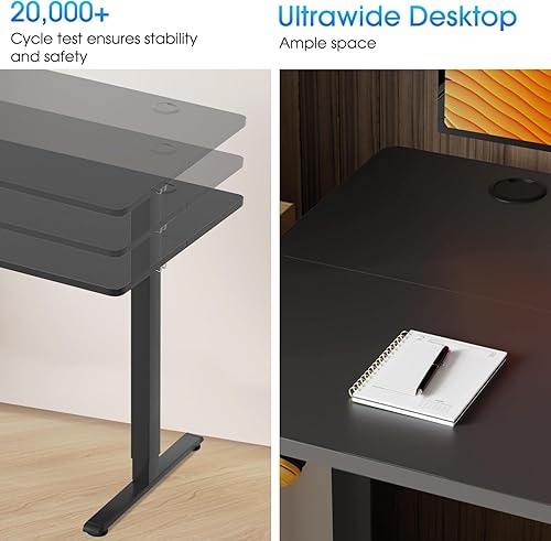 Miniatura 7 de BLKMTY Escritorio eléctrico de pie de 24 x 40 pulgadas, altura ajustable, escritorio para computadora para oficina en casa, soporte ergonómico con