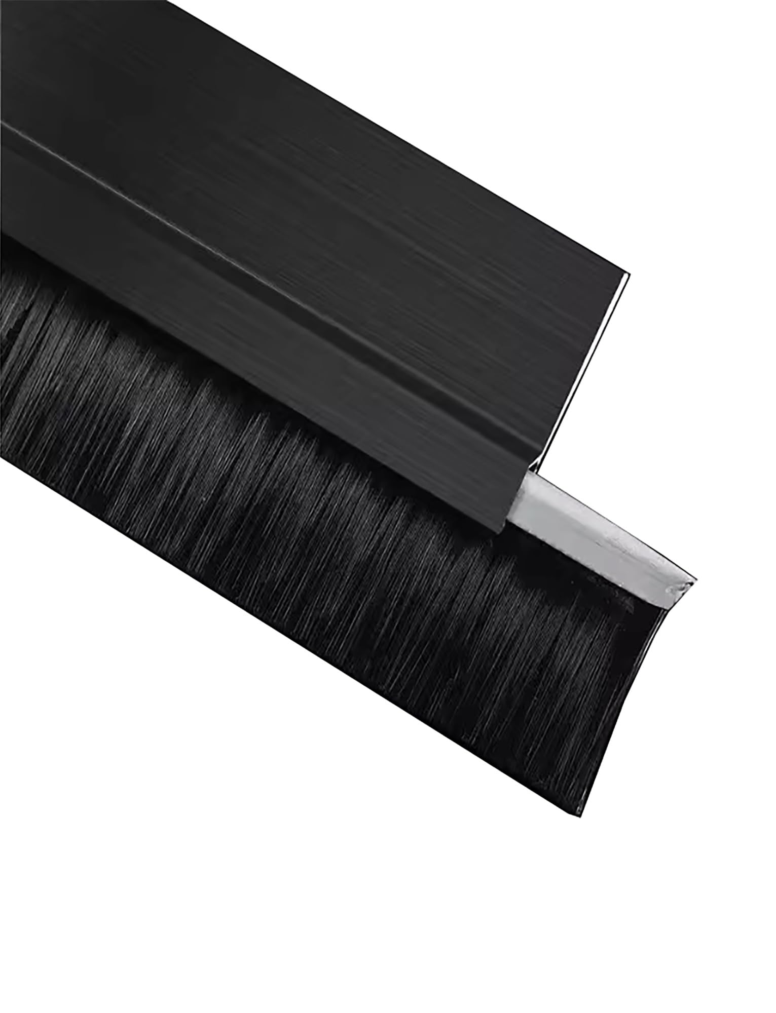 Burlete de puerta de aluminio de 39,37 pulgadas con cepillo, tira de sellado que retiene el agua for huecos, cepillo de sellado inferior de puerta de grado industrial, burlete de puerta(25cm)