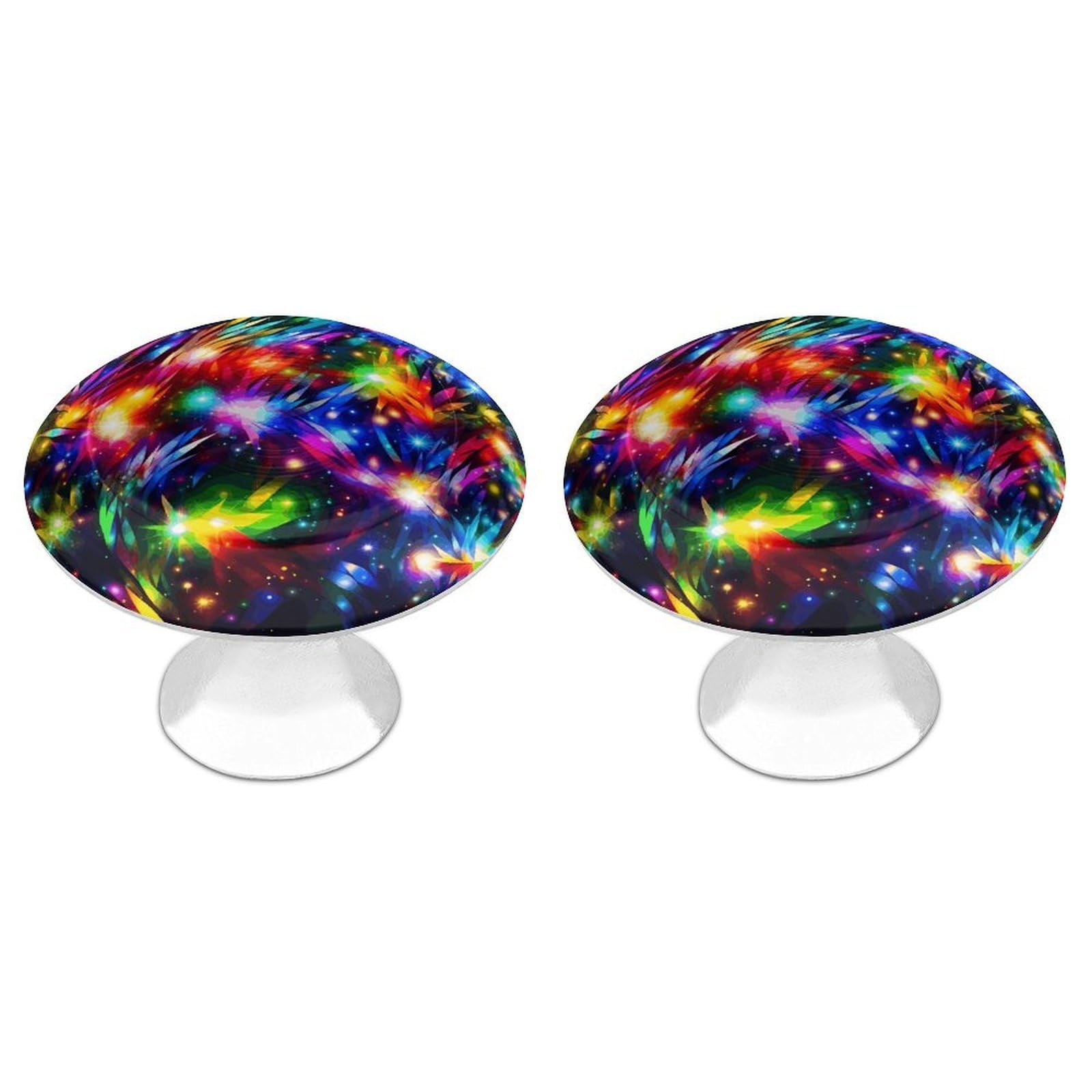 FekiLoot Bright Beautiful Colorful Art Cabinet Knobs Personality Stainless Steel Round Drawer Handles Circle Modern Cabinet Handles Drawer Knobs for Kitchen Dresser Bathroom Cupboard Furniture