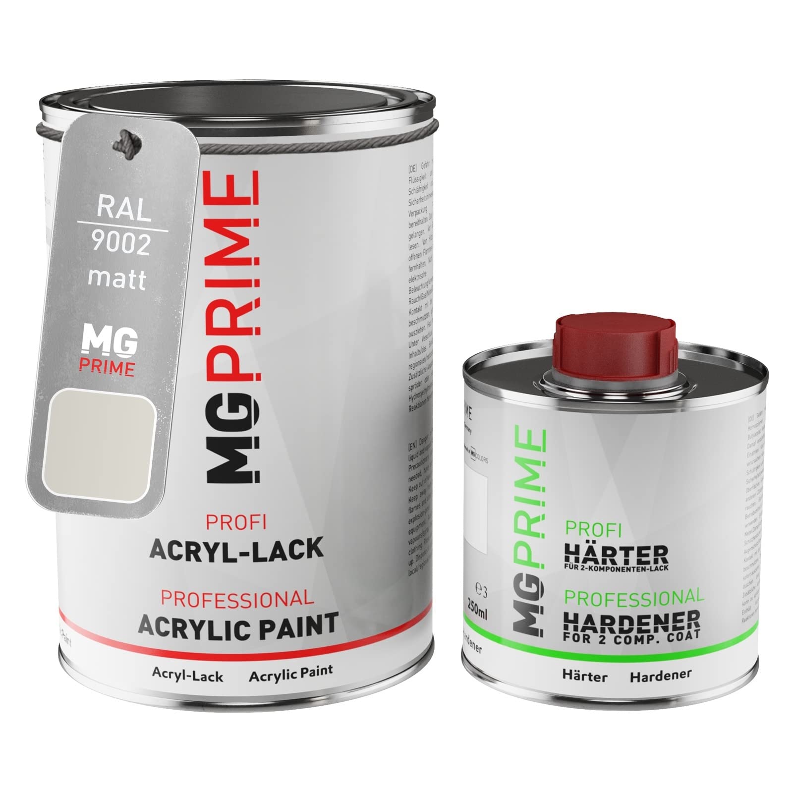 MG PRIME RAL 9002 Grauweiss/Grey white matt Acryl-Lack Dose + Härter 1,5 L