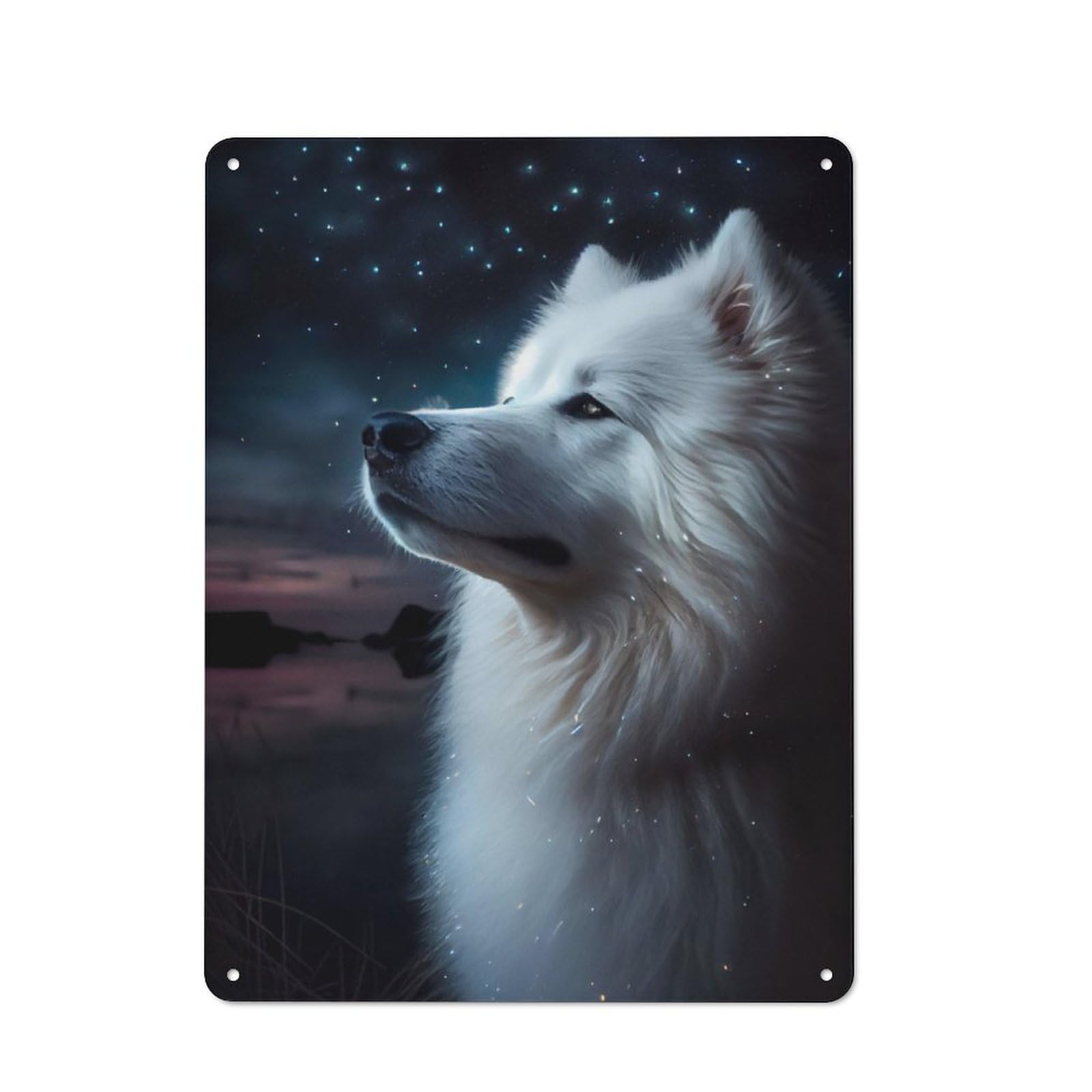 Junmoney Samoyed Dog Industrial-Style Metal Plaque 40X30cm For Workshop Wall, For Vintage Wall Decor Fans, For Themed Room Decoration