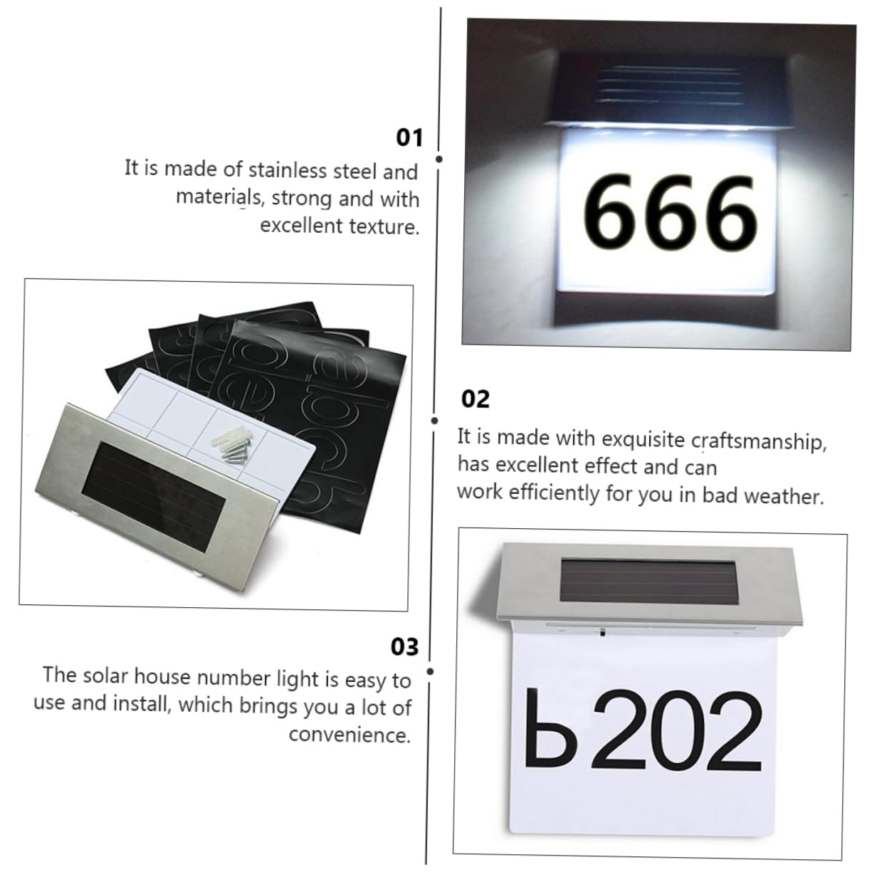 UKCOCO 2pezzi Luce Solare Per Numero Civico Lampada Solare Da Parete Con Rilevatore Di Movimento Strumento Di Illuminazione Led Luce Per Esterni Resistente All'acqua e All'usura