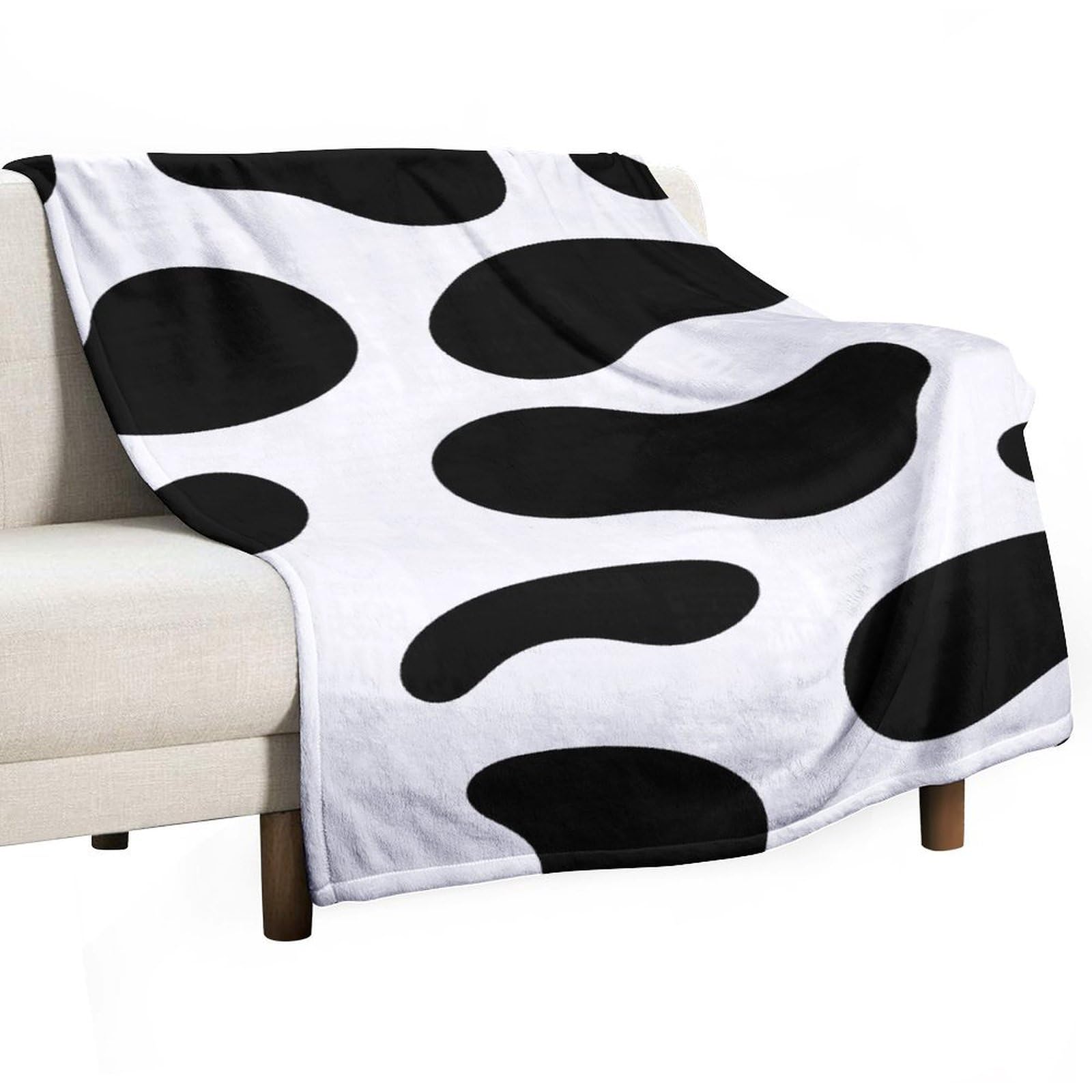 Couverture imprimée vache 177x127 cm pour lit et canapé