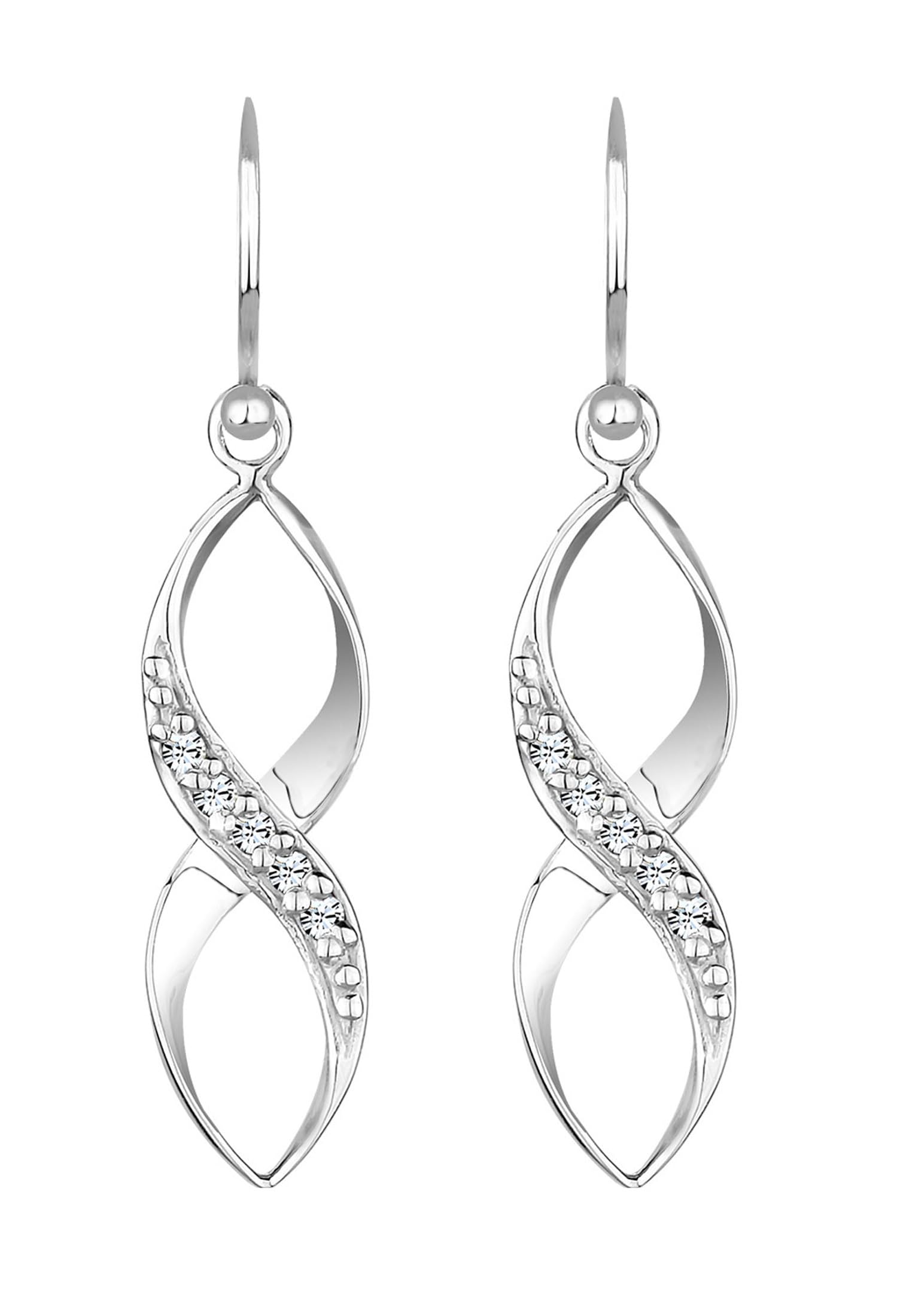 Elli Orecchini Donna Motivo Spirale in Filigrana con Cristalli in Argento Sterling 925