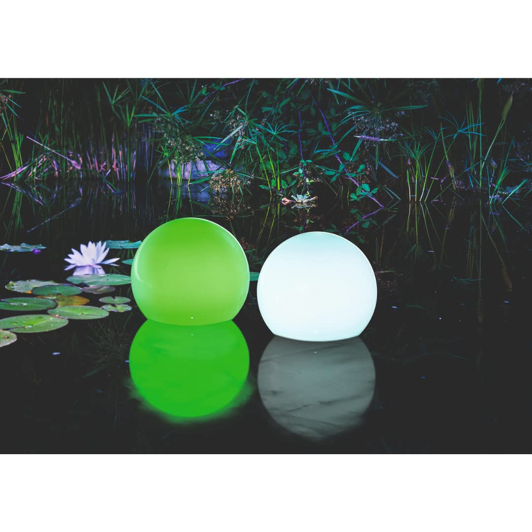 esotec Solar Leuchtkugelset multicolor, 2er Set, schwimmend, Akku, Fernbedienung, mehrere Funktionen, runde schwimmfähige Lichtkugel, Gartenkugel, Solarkugel, 8 Lichtfarben, wetterfest, outdoor 102130