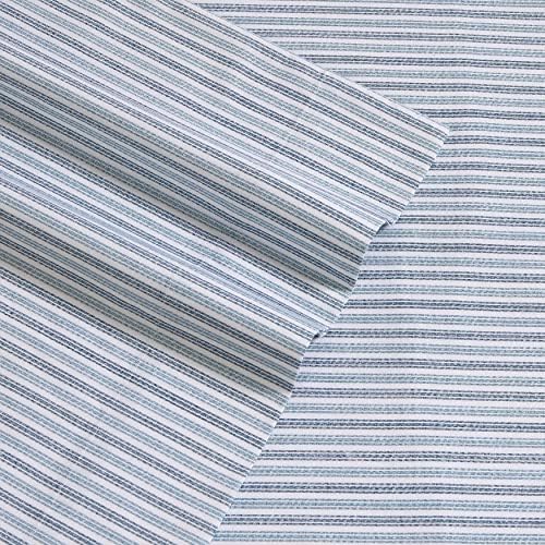 Eddie Bauer - Queen Sheets, Cotton Percale Bedding Set, Crisp & Cool Home Decor (Ticking Stripe Light Blue, Queen) - Thumbnail 2