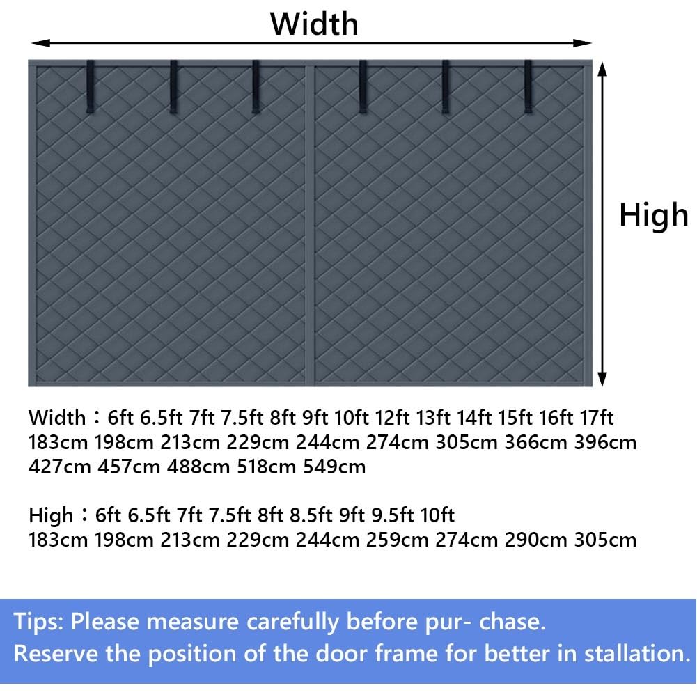 Winters Garage Door Screen Magnetic Thermal Insulated Door Curtain 183x183cm 274x213cm 229x229cm Thermal Garage Door Cover Weatherproof(Czarny,W274xH213cm)