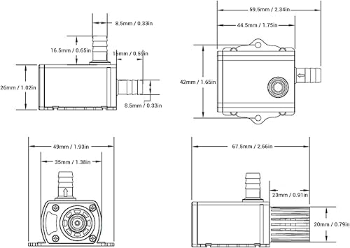 Miniatura 7 de Bomba de agua sumergible, CC 12 V 10 W 400L Lift QR50H Bomba sumergible para fuente pequeña para acuario tasa ajustable, bomba de fuente, fuente de
