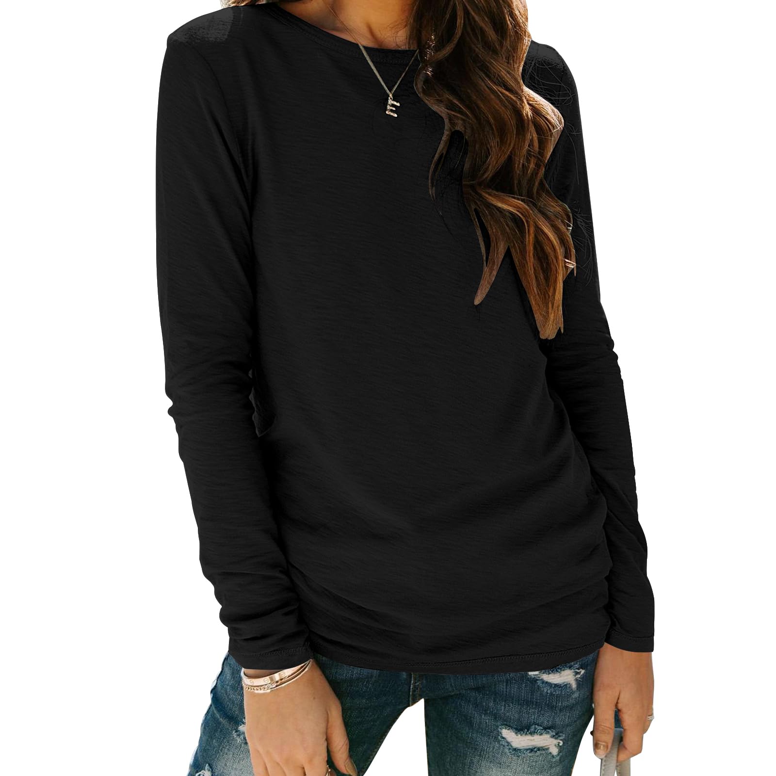 ZEAGOO Damen Langarmshirt Rundhals Langarm T Shirt Casual Basic Longsleeve Oberteile Winter Frühling