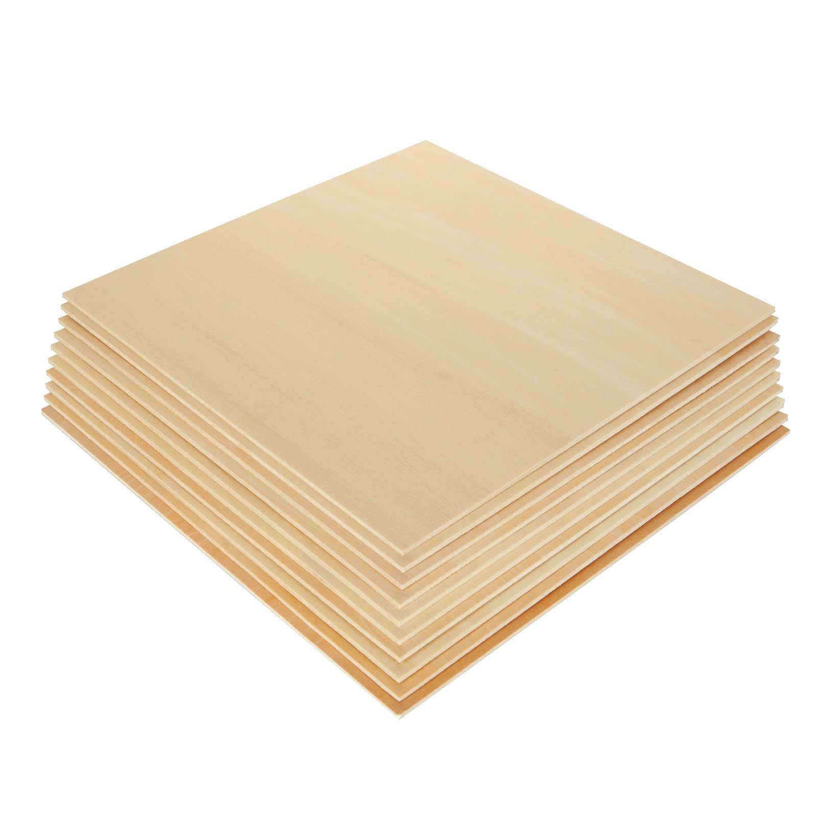 MIVIDE 10pcs Basswood Plywood Sheet, Craft Wood, Unfinished, Laser & Paint Friendly, 10" x 10" x 1/8"