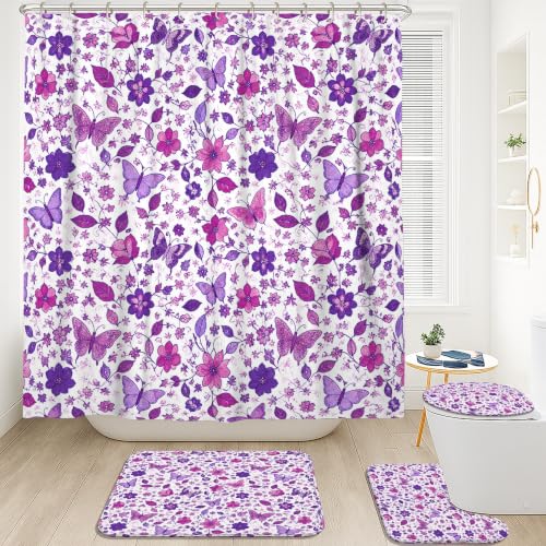 Rideaux de douche 183x183 cm et tapis imperméable en polyester
