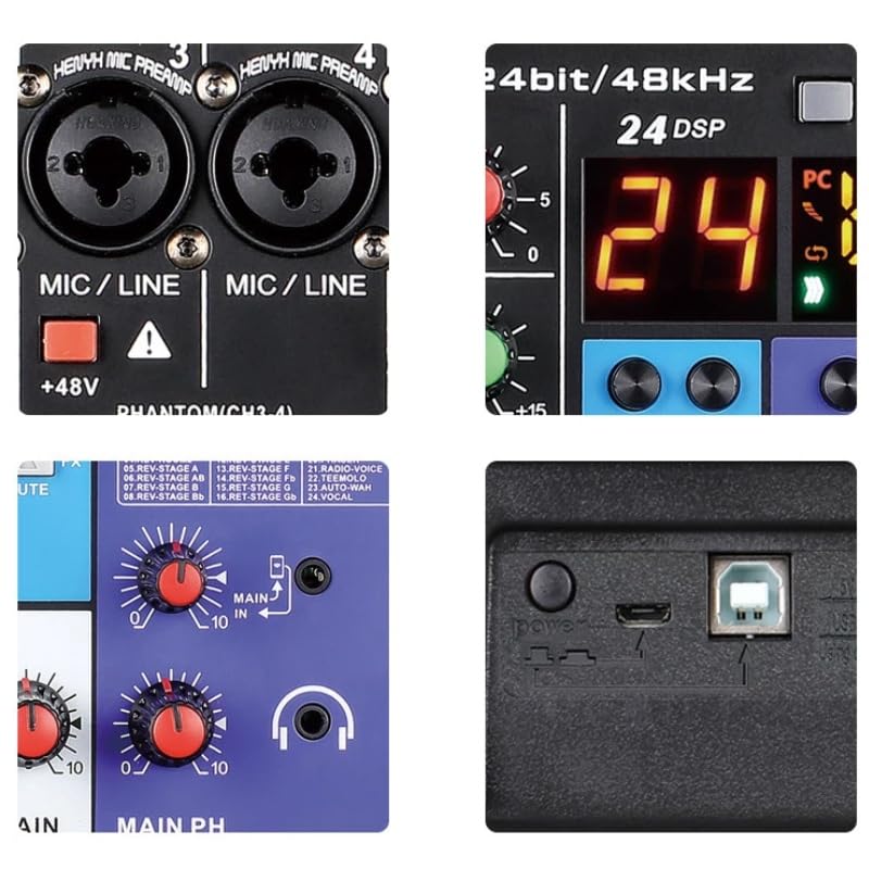 Controlador de DJ, Mezclador portátil profesional de 8 canales, consola de mezcla de sonido for ordenador, interfaz numérica