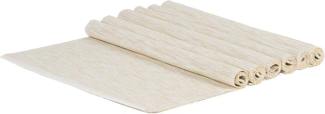 Nicola Spring Cotton Fabric Placemats - Heat Resistant Kitchen Dining Table Mats Set - 45 x 34.5cm - Natural - Pack of 6