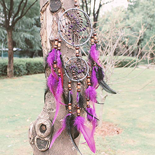 Boho Wall Decor Bohemian Home Art - Wall Hanging Dream Catcher Beautiful Apartment Dorm Room Door Christmas Party Home Decoration Double Ring 19. 7 Inches Long - Thumbnail 2