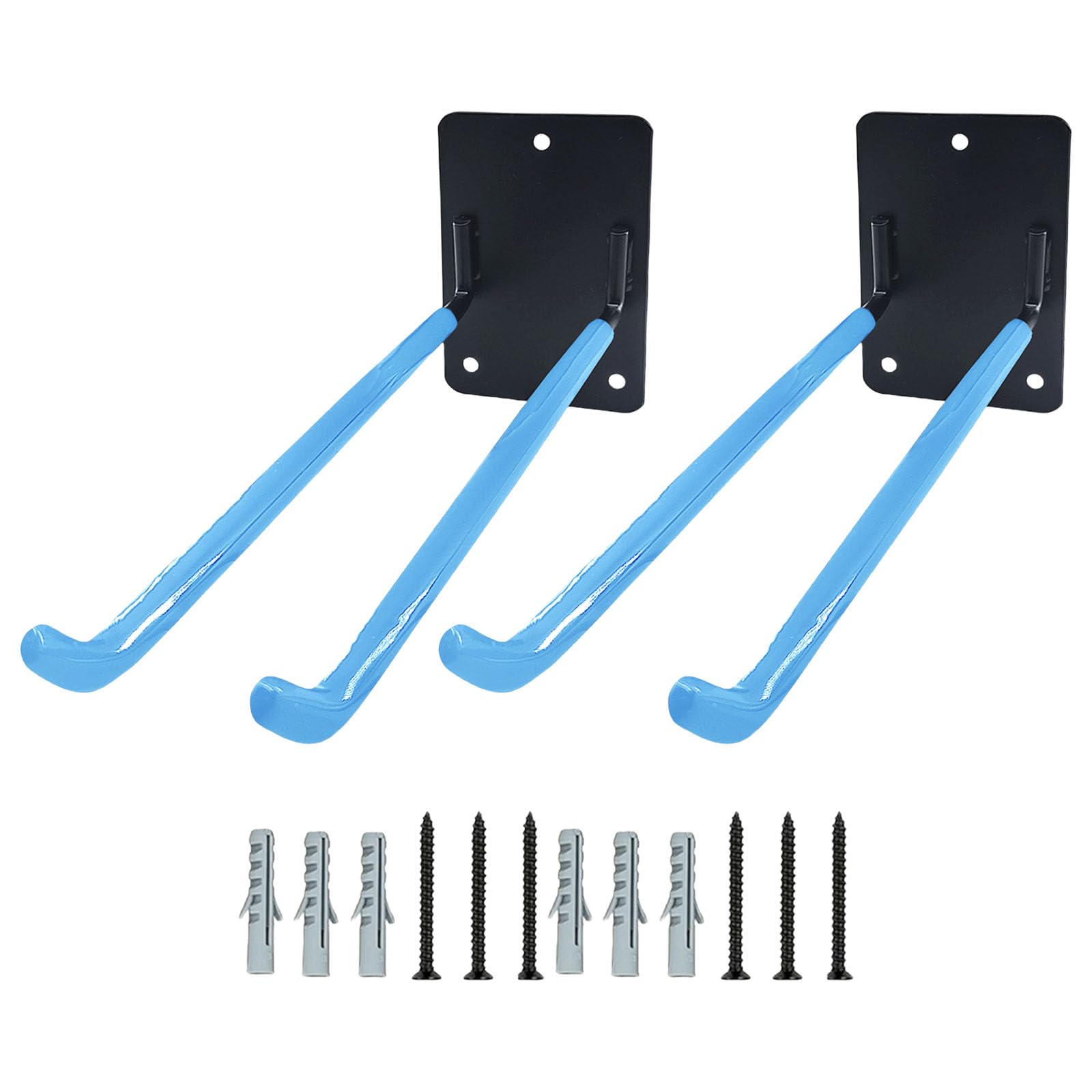 Tsophreniq Of 2 Large Utility Wall Hooks for Garage Shed Workshop Storage Heavy Duty Coated Iron Hangers for Heavy Loads Rubber Coated Utility Hooks for Garage