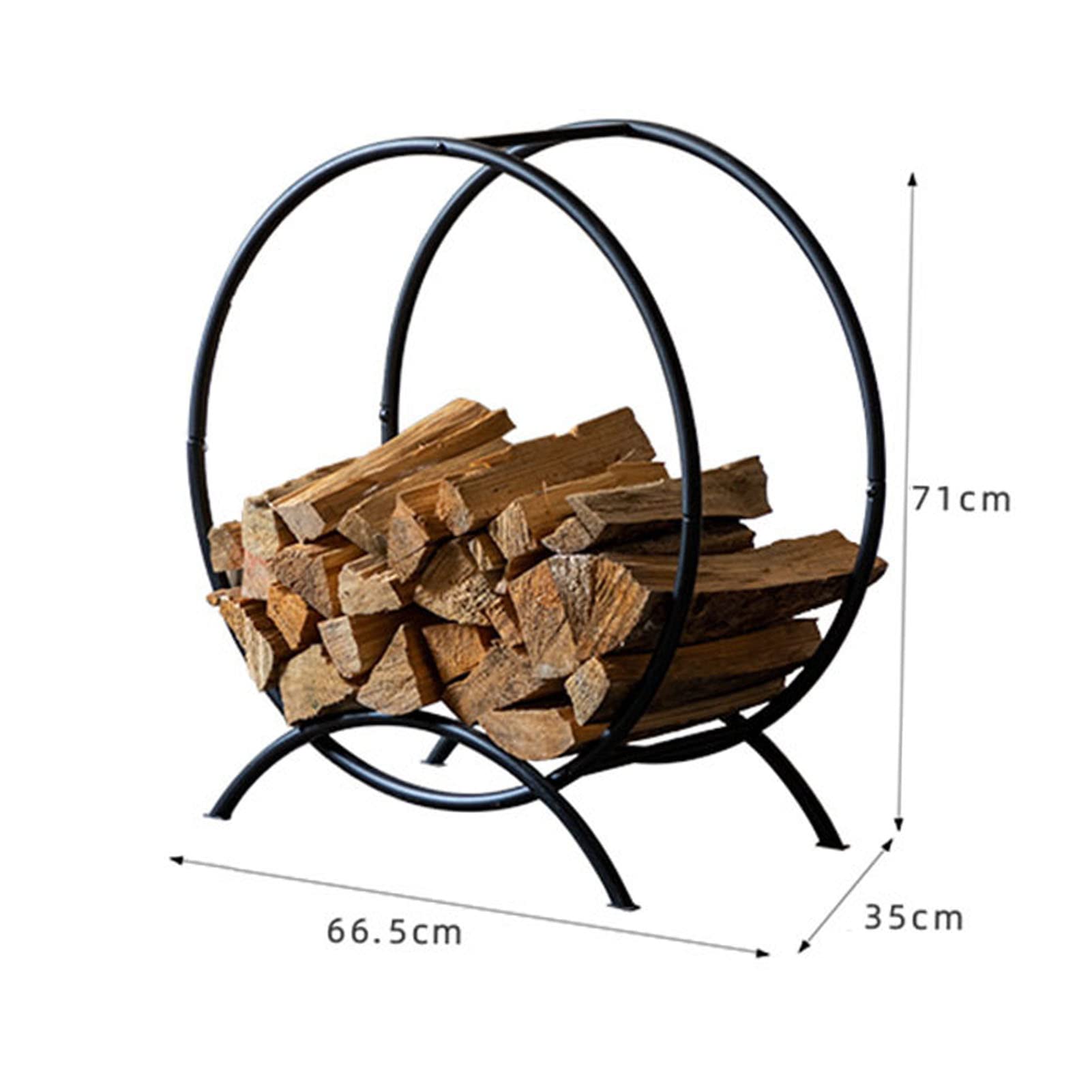 Estante para leña de 24 Pulgadas, Soporte para leña de Acero Redondo para Interior y Exterior, Soporte para apilador de leña de Metal fácil de Montar