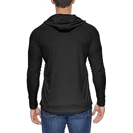 baleaf Men\'s UV SPF Hoodie Shirt UPF 50+ Sun Protection Long Sleeve T-Shirts Rash Guard Fishing Swimming Lightweight Black S
