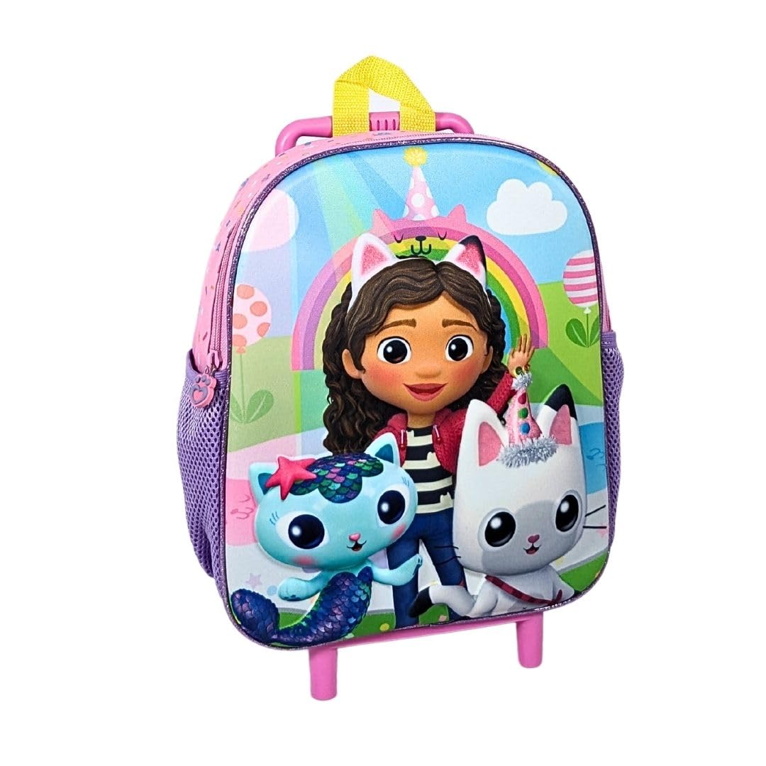 mybagstory Mochila para niña Gabby's Dollhouse - Rosa - Niño - Escuela - Guardería - Primaria - Mochila para niña - Tirantes ajustables - Idea de regalo - Rosa - Gabby - Ruedas 30,5 cm, Rose Gabby -