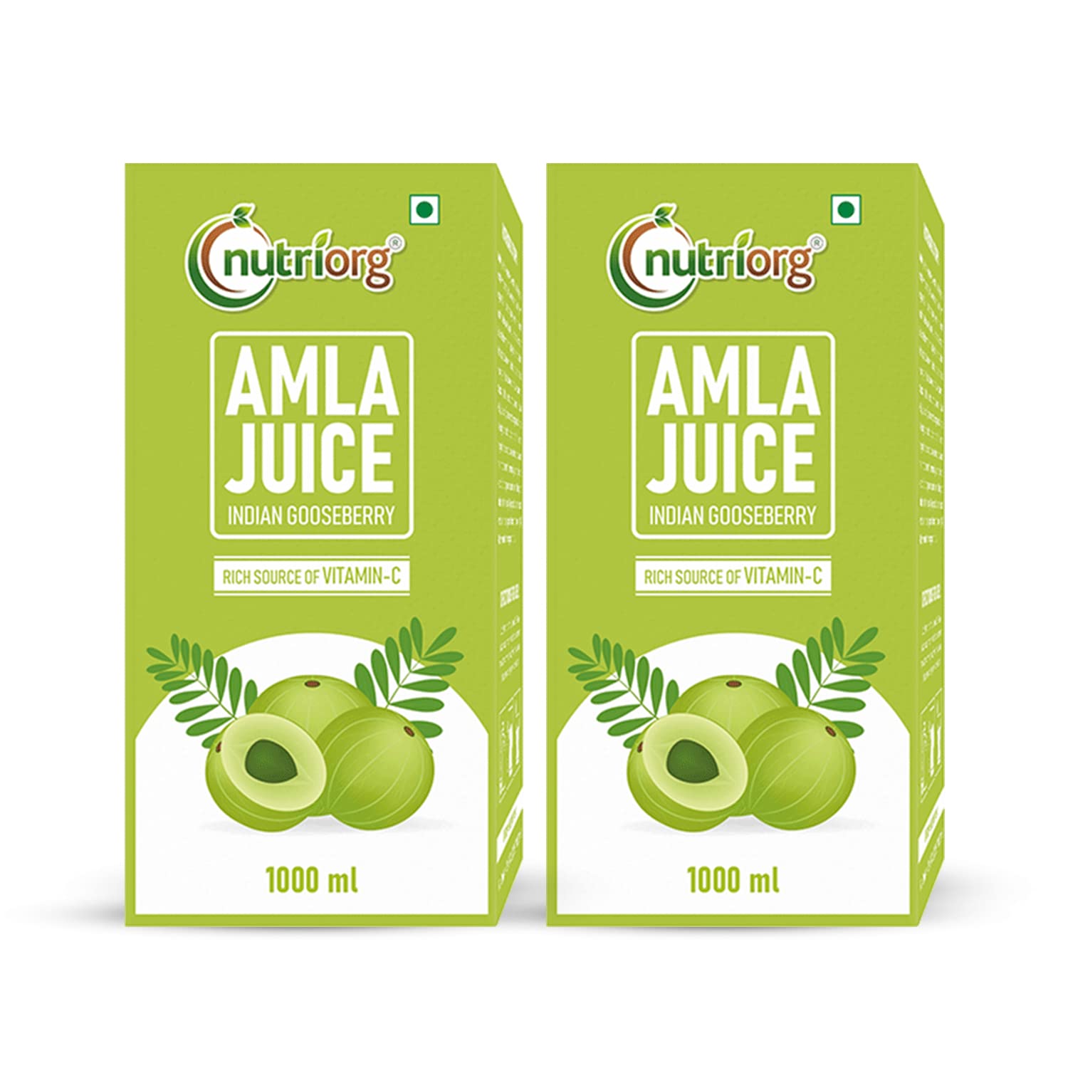 nutriorgAmla Juice 1L (Pack of 2) | Organic Indian Gooseberry for Hair & Skin | Rich in Vitamin C | Cold-Pressed | Detox, Weight Loss & Immunity Boosting | No Added Sugar | Pure