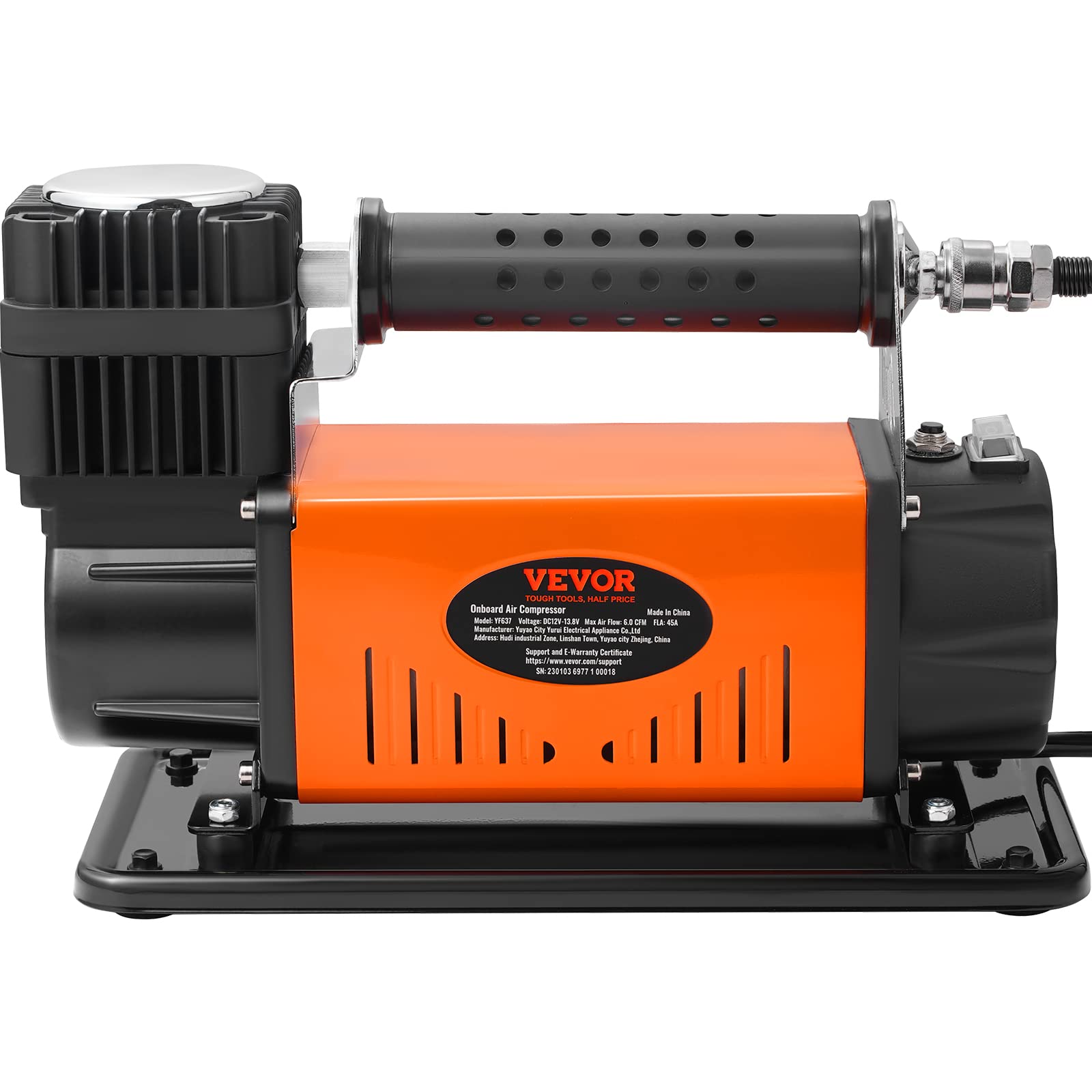 VEVOR 12V Auto-Kompressor 150PSI Luftkompressor 6CFM(170L/Min) Auto Reifenfüller mit Wärmeschutz Luftpumpe inkl. 3m Netzkabel und 6m Luftschlauch Ideal für LKW SUV RV Schlauchboote usw.