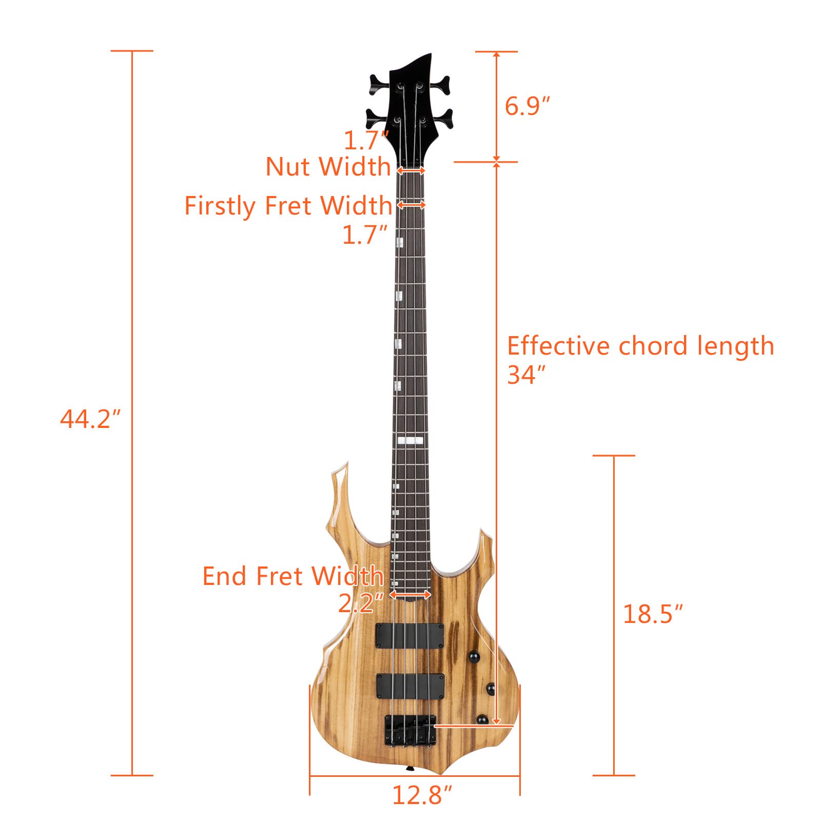 Ktaxon E-Bassgitarre in voller Größe, Flammen-Design, Bass-Set mit 20-Watt-Verstärker, tragbarer Bass-Tasche, überlegener Verstärker-Draht, verstellbarer Gitarrengurt, Plektrum, Schraubenschlüssel