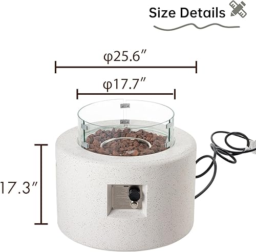 Miniatura 9 de HOMPUS Hoguera de propano para exteriores de 40,000 BTU de 28 pulgadas, mesa redonda de gas natural de hormigón sin humo con cubierta de tanque,