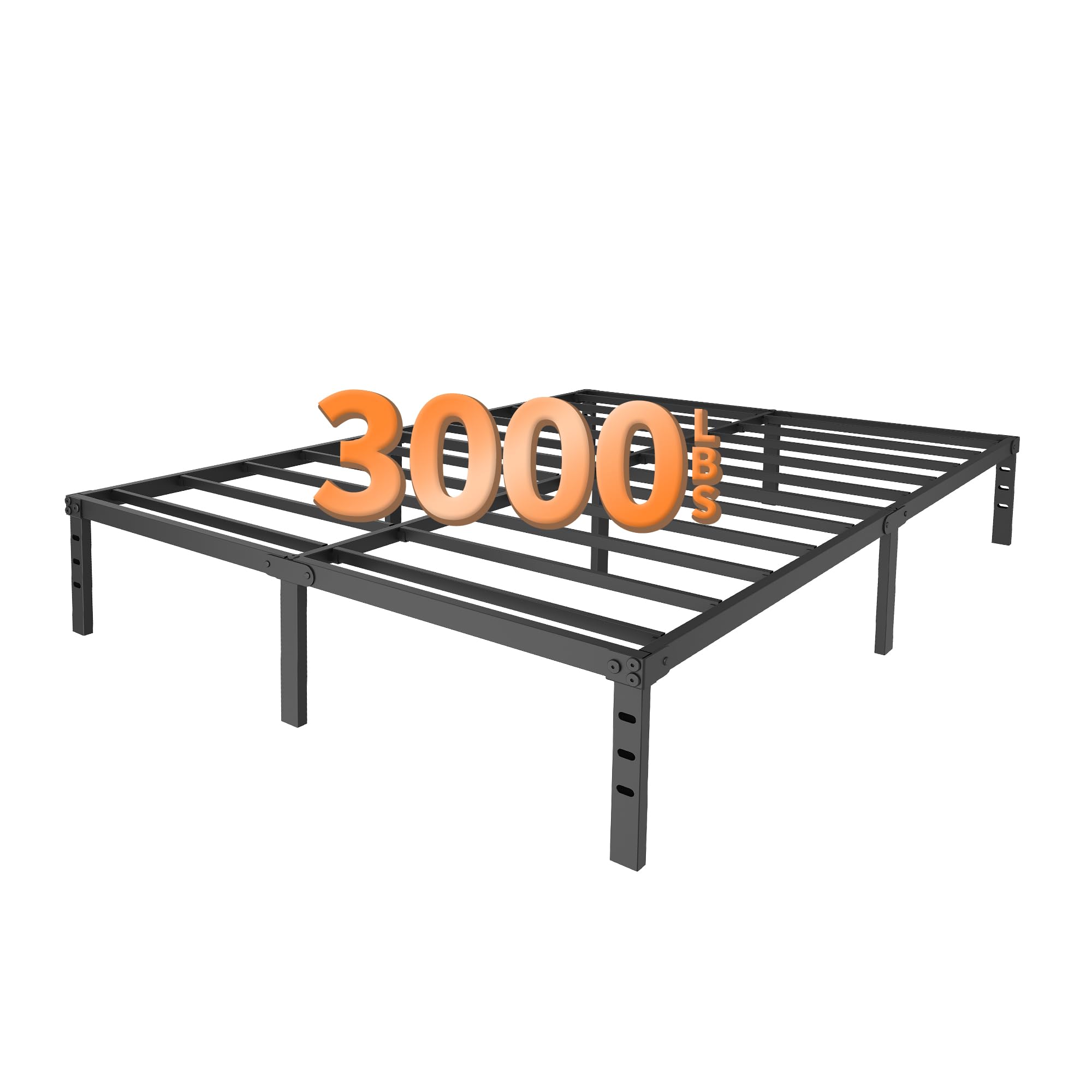 14 Inch King Size Metal Bed Frame Heavy Duty Mattress Foundation with Large Underbed Storage Sturdy Steel Slats