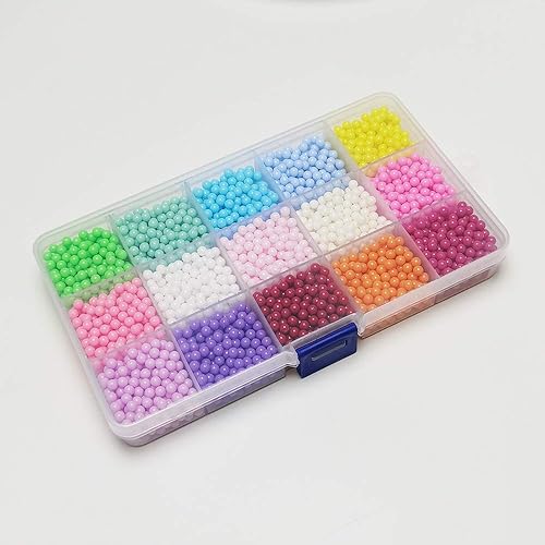 Miniatura 6 de Chenkou Craft 3000 unidades, 1 caja, 15 colores, redondas, perlas de imitación, sin agujero, cuentas sueltas sólidas (mezcla, 0.118 pulgadas)