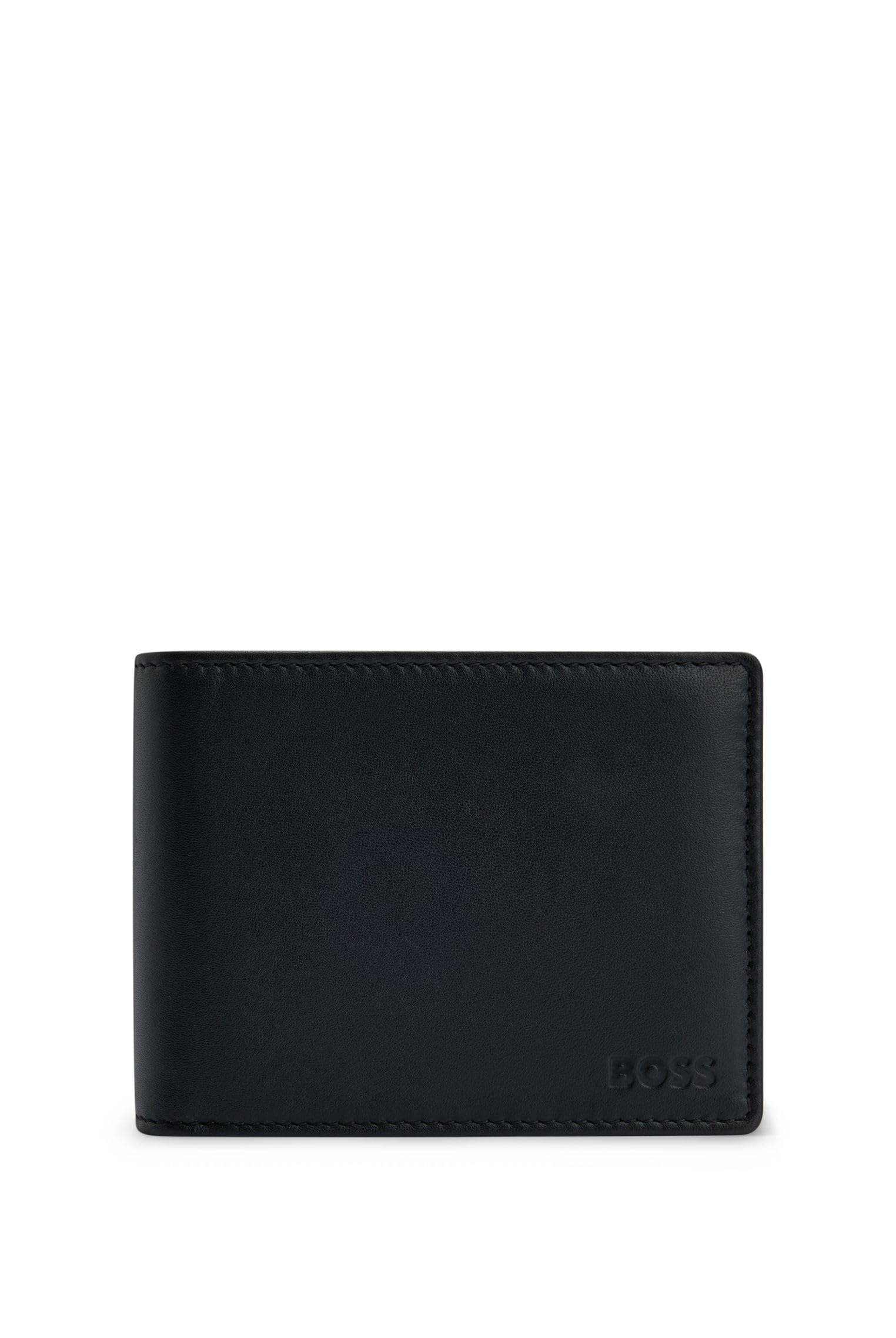 BOSS Mens Arezzo Embossed-Logo Wallet in Grained Leather
