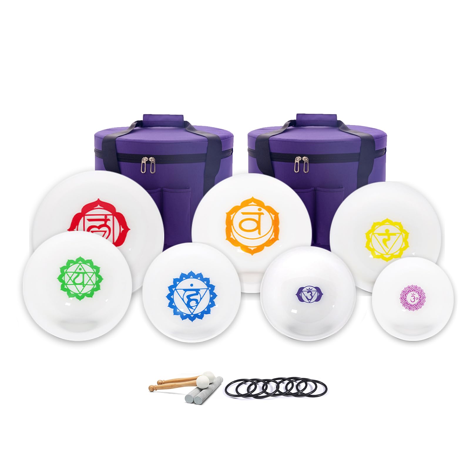 Hye-eun Juego de cuencos sonoros de cristal, 6-12 pulgadas, 432 Hz, 7 chakras, con bolsa de transporte, para meditación, sanación de sonido, instrumentos musicales, instrumentos musicales
