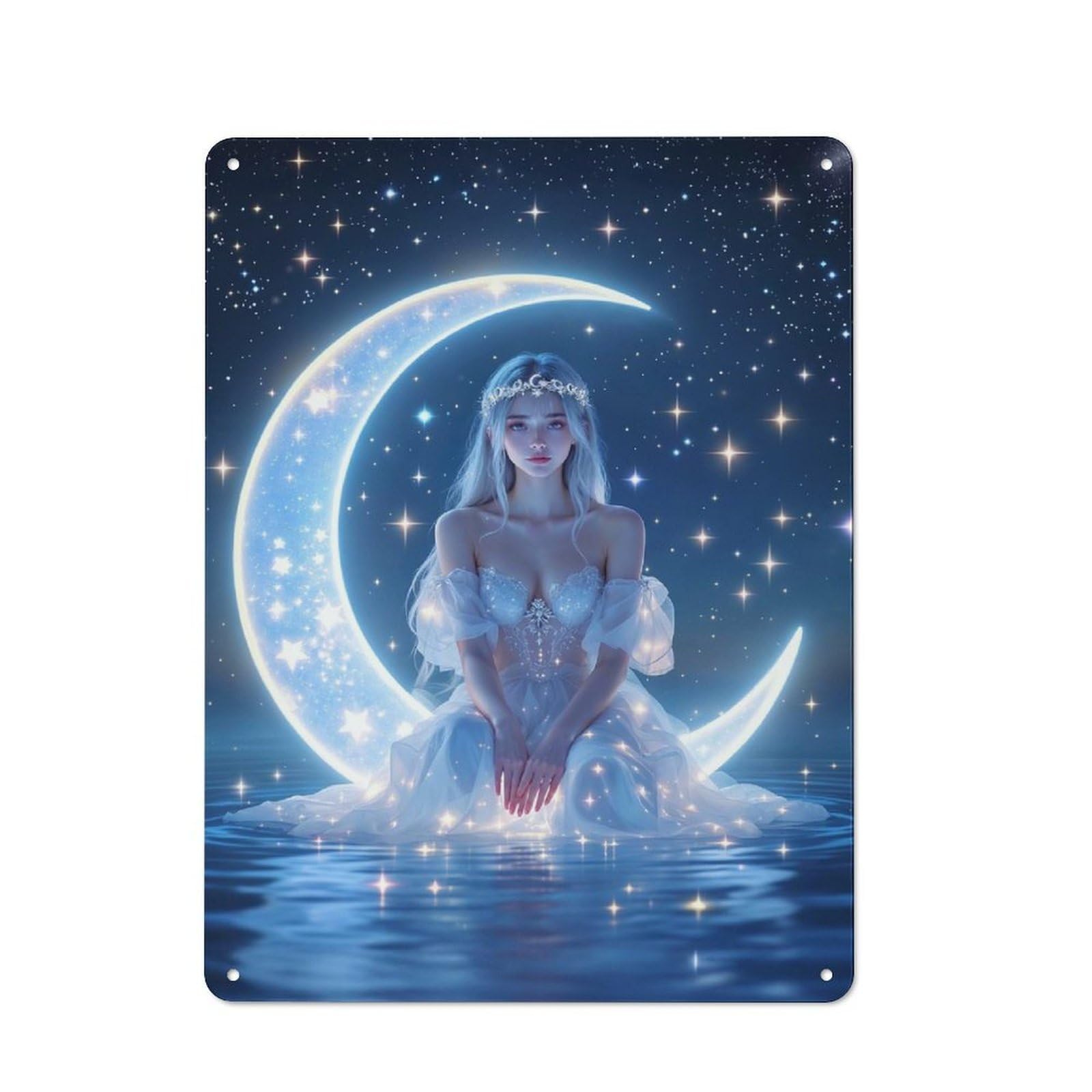 Industrial Moonlit Fantasy Decorative Metal Plaque 40x30cm, Studio Wall Art for Flat, Bar, Studio Or Gallery Wall