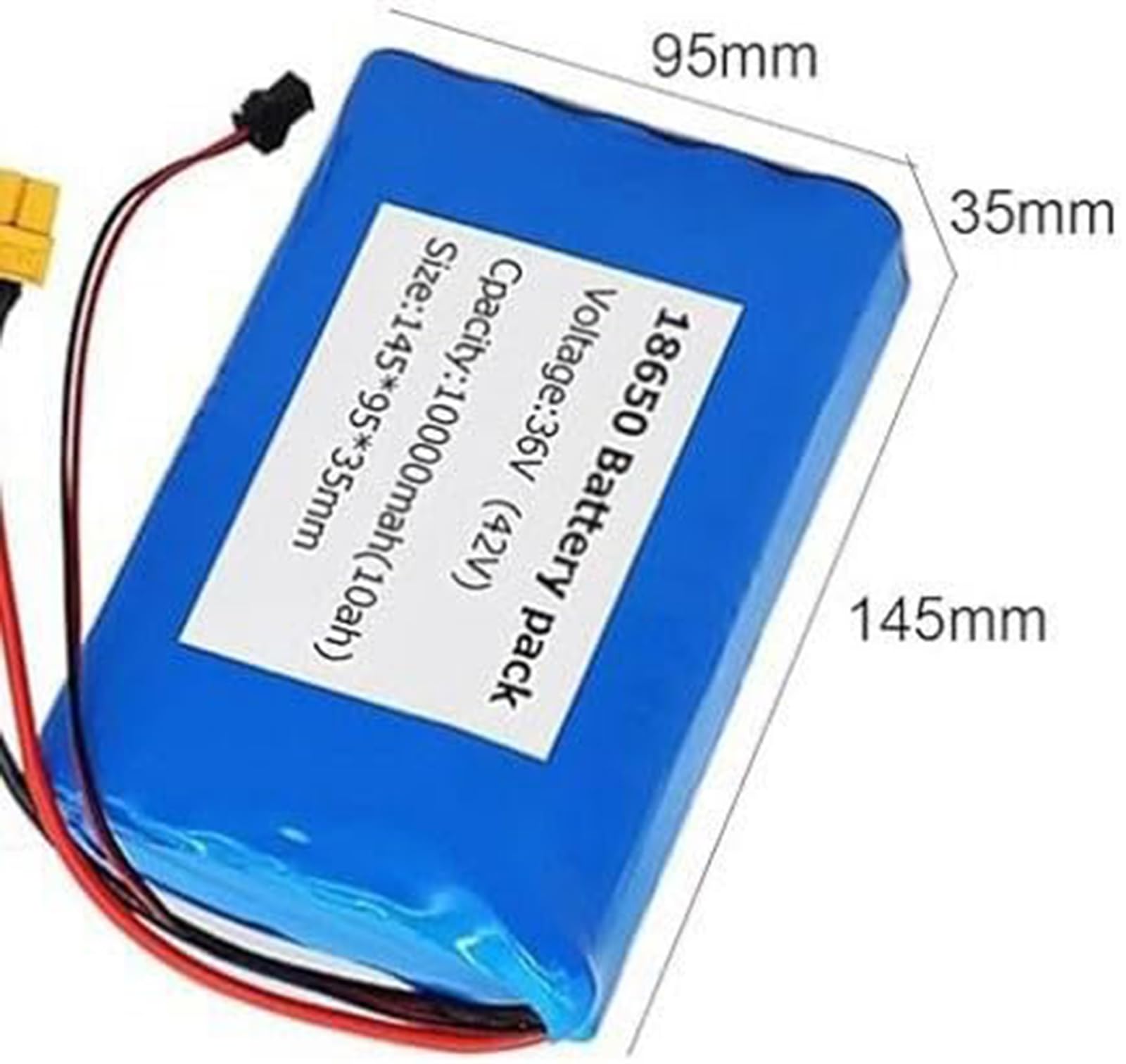 36V 10AH Batterie De Vélo Électrique Lithium-ION Battery pour Trottinette Électrique Matériau PVC Étanche avec Chargeur 42V 2A (36V 10AH, XT60+SM)