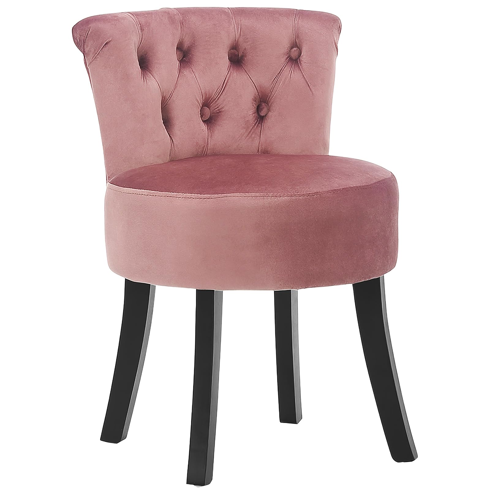 Warmiehomy Dressing Table Stool with Back and Wooden Legs, Pink