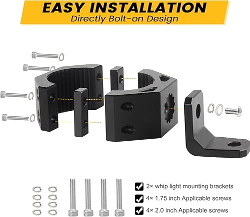 Miniatura 8 de KANGIKX Soporte para látigo UTV, soporte de montaje de luz de bandera de látigo, aleación de aluminio, orificio giratorio de 360, se adapta