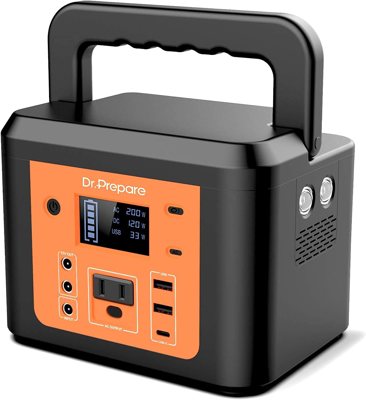 200W Peak Portable Power Station, Dr. Prepare 178Wh 48000mAh Solar Generator Outdoor Battery Backup Supply, CPAP Lithium Battery for Home, Camping with 180W AC Outlet, 2 DC Ports for Emergency House (Renewed)