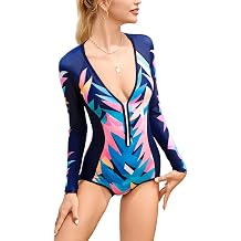 Women's One Piece Long Sleeve Rash Guard Swimsuit