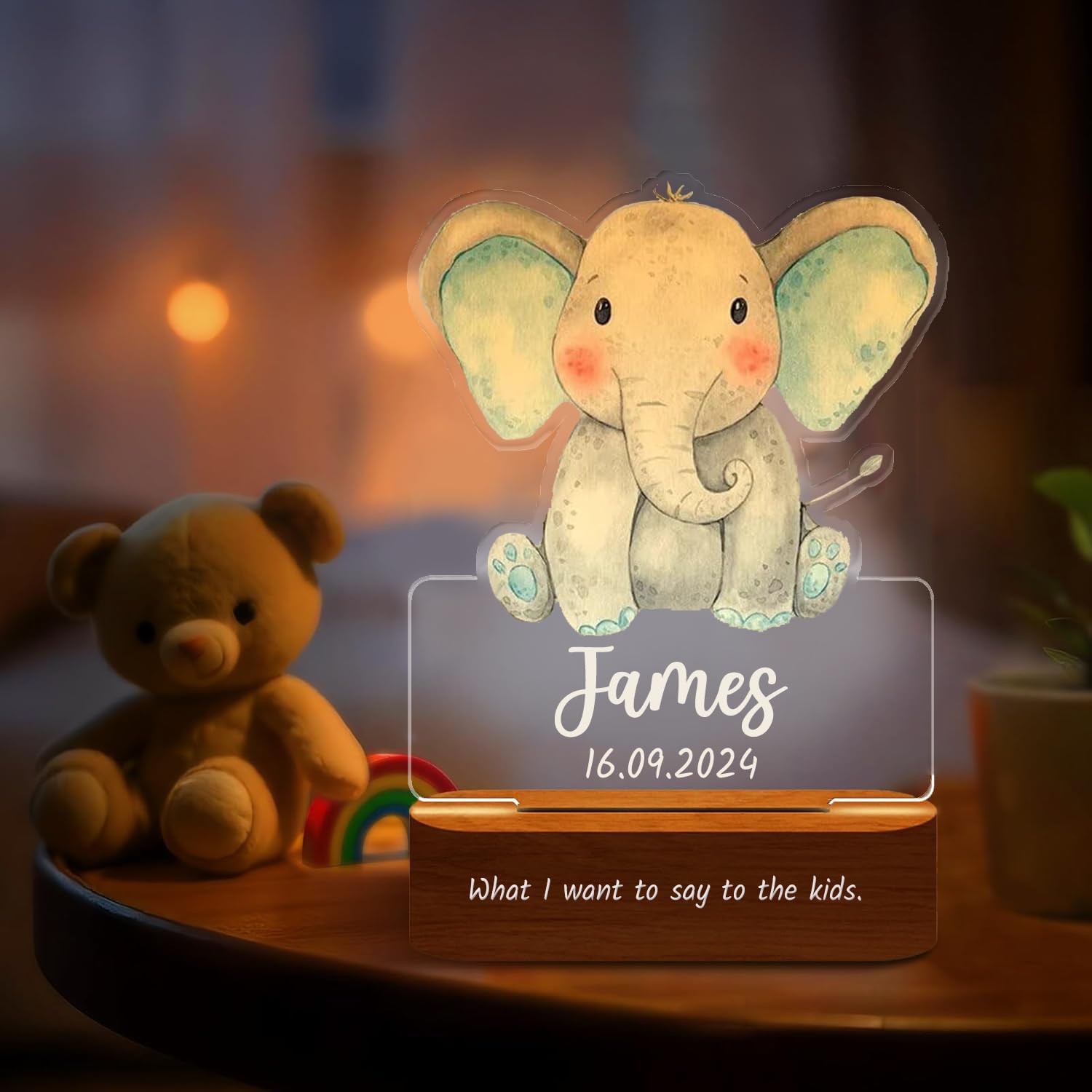 Personalised Night Light - Personalised Lamps with Names, Newborn Gifts, Personalised Baby Gifts, Custom 7 Colors Night Lamp Gift, Christmas Birthday Christening Gifts for Boys Girls, Style 2