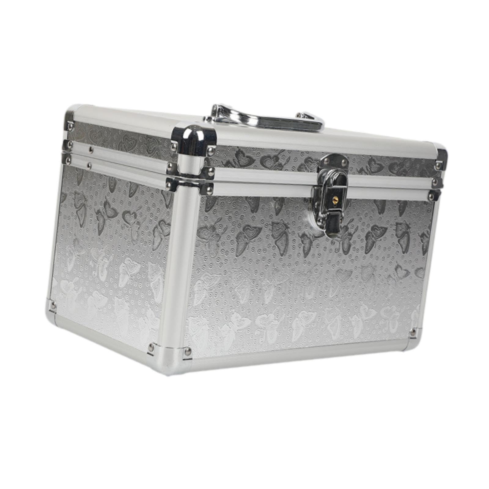 MagiDeal Make-up-Zugkoffer, Kosmetikkoffer, tragbare, abschließbare Kosmetikbox, Hardware-Organizer für den Salon zu Hause, professionelle Make-up-Artists