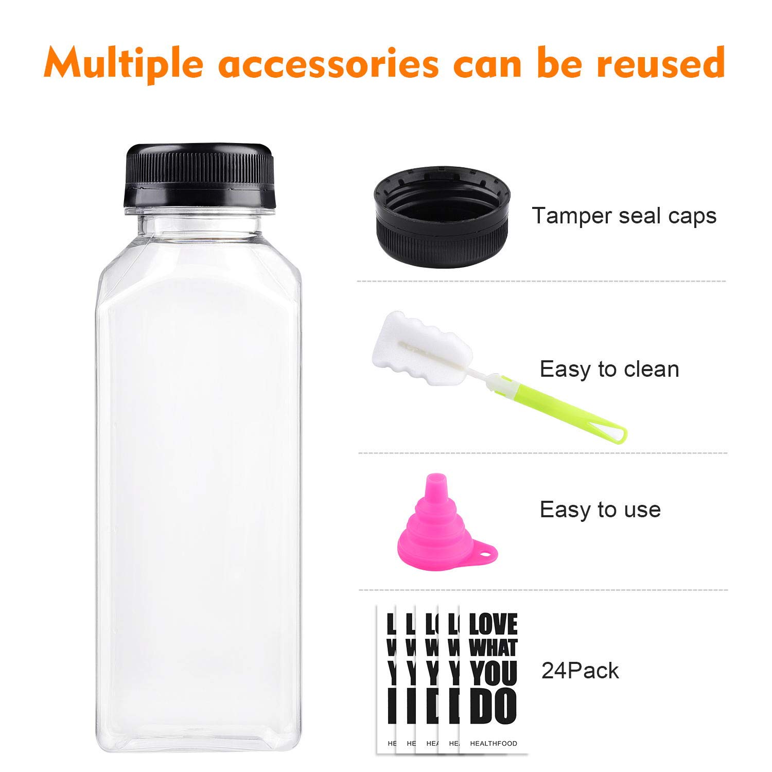 Flash Sale Buy 1 get 1 24 Pack Empty Plastic Juice Bottles Food Grade Reusable PET Clear Water Bottle Recyclable Drink Bulk Containers with Leak-Proof Lids for Juice, Water, Milk and Beverages (12oz) Black Friday - 60% OFF 24 Pack Empty Plastic Juice Bottles Food Grade Reusable PET Clear Water Bottle Recyclable Drink Bulk Containers with Leak-Proof Lids for Juice, Water, Milk and Beverages (12oz)