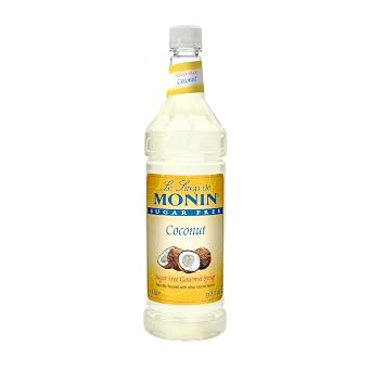 Monin - Sugar Free Coconut Syrup | Premium Calorie-Free Syrup | Nutty Tropical Flavoring for Dirty Sodas, Lattes, Pina Coladas, Lemonades & More BPA-Free Plastic Bottle, 33.8 fl oz